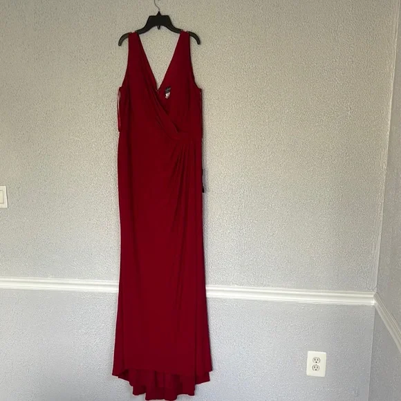 La Femme High Low Red Dress with side opening. Be the Lady In Red & Have Fun